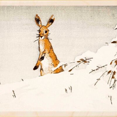 Carte postale en bois SEABY, SNOW AND HARE Fine Art Card