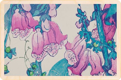 Wooden Postcard ROYDS, FOXGLOVES Fine Art Card
