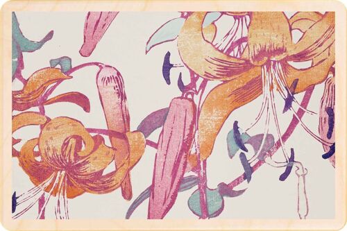 Wooden Postcard ROYDS, TIGER LILIES Fine Art Card