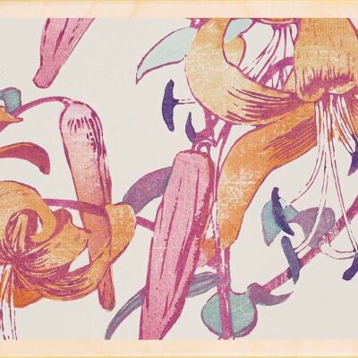 Wooden Postcard ROYDS, TIGER LILIES Fine Art Card