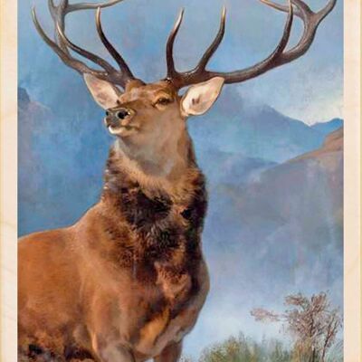 Holzpostkarte LANDSEER, MONARCH OF THE GLEN Fine Art Card