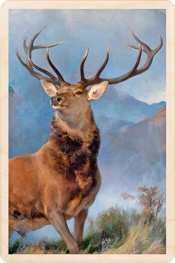 Carte postale en bois LANDSEER, MONARQUE DU GLEN Fine Art Card 1