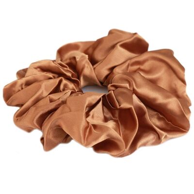 Scrunchie groß, satiniert, Cognac