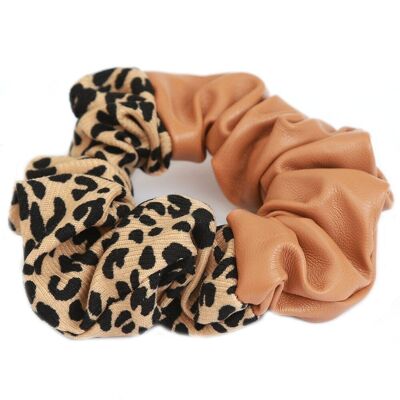 Scrunchie dúo piel leopardo