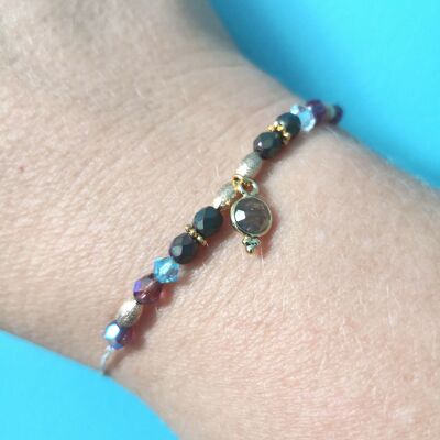 8 bracelets in fine set stone, crystal and fine gold-plated metal | sliding knot wire bracelet | lucky bracelet