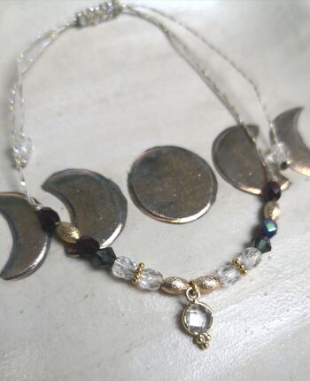 8 bracelets en pierre fine sertie, cristal et métal doré à l'or fin | bracelet fil à noeud coulissant | bracelet porte-bonheur 5