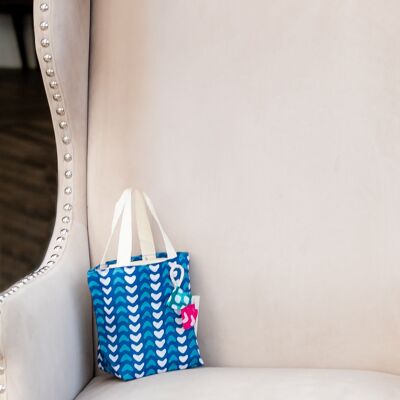 Bolsas de regalo de tela estilo tote - Corazones índigo (pequeño)