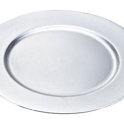 Silver plastic charger plate, 33 cm