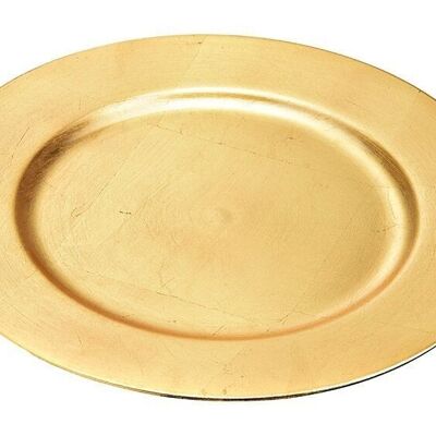 Place plate in gold made of plastic, 33 cm