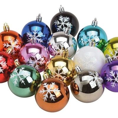 Set di palline di Natale, decorazioni con fiocchi di neve in plastica, multicolore, set di 4