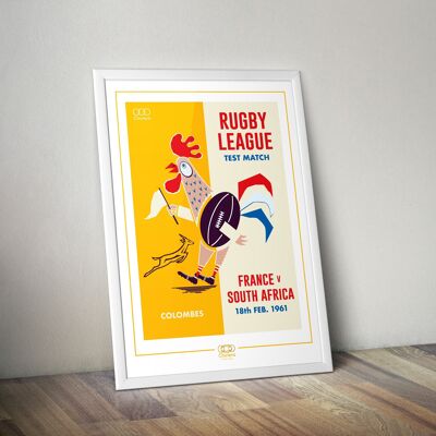 Poster FRANKREICH SÜDAFRIKA 1961 I Rugby I Match-Legende