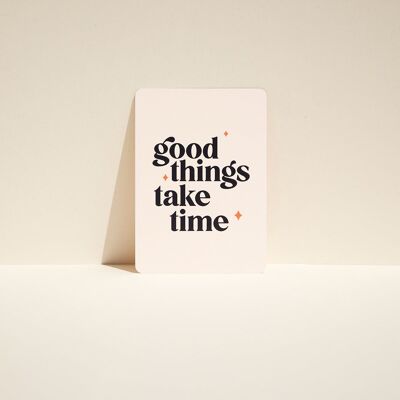 Positive Affirmationskarte für Vision Board – Gute Dinge brauchen Zeit