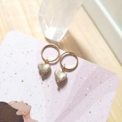2 paia di orecchini corti a cuore in vetro di Boemia e placcati in oro |regalo per donne | orecchini a cuore