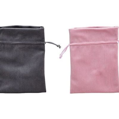Sacchetto regalo in poliestere rosa/rosa, grigio (L/A) 13x18cm