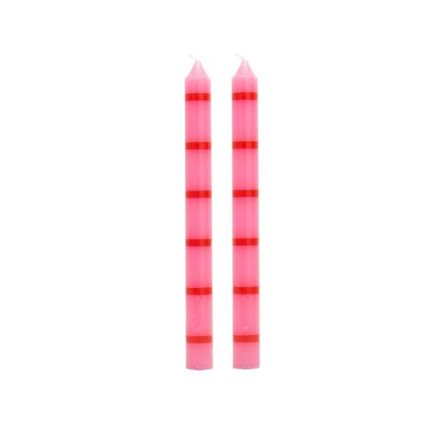 PACK OF 2 LONG RUBY CANDLES - HAND PAINTED HF
