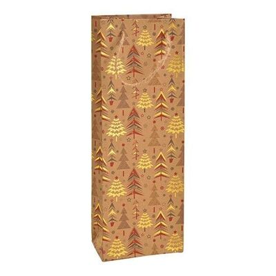Borsa portabottiglie decorazione foresta invernale in carta / cartone marrone (L / A / P) 12x35x9cm
