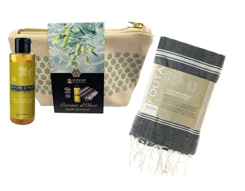 TROUSSE CADEAU BIEN-ÊTRE HAMMAM - CARESSE D'OLIVE