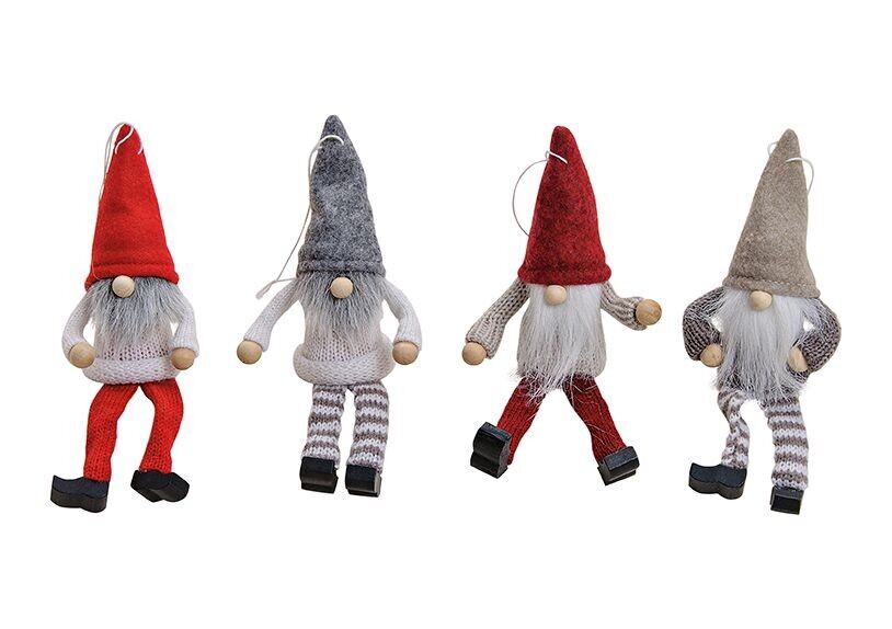 Sgabello con bordo Babbo Natale in feltro/legno, 4 pezzi assortiti. (L/A/P) 5x18x5 cm