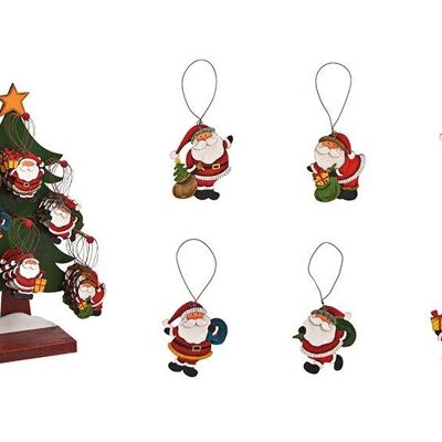Christmas hanger Nikolaus on tree stand 23x41x11cm made of wood red 6-fold (W / H / D) 6x7x0.5 cm