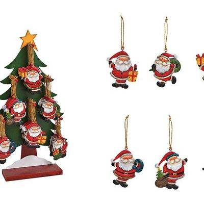 Weihnachtshänger Nikolaus auf Baumständer 30x53x13cm aus Metall Rot 6-fach (B/H/T) 8x10x0.2 cm