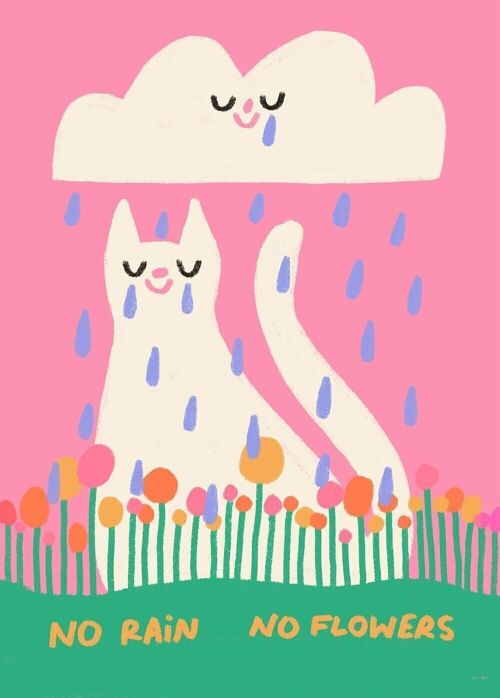Postkarte - No Rain No Flowers