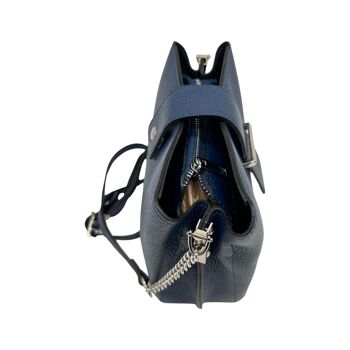 SAC BANDOULIERE CUIR GRAINE LILIANA BLEU 4