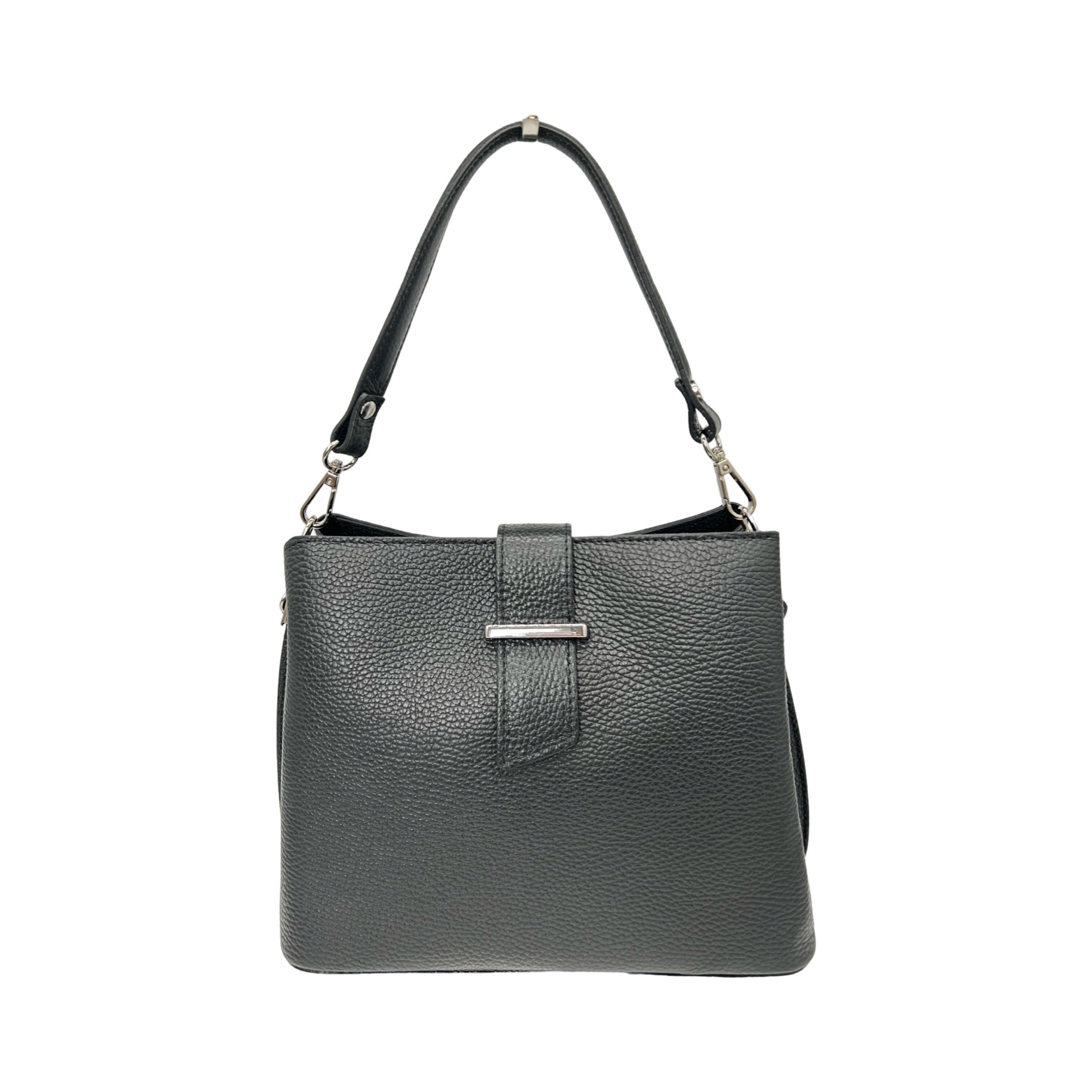 BORSA A TRACOLLA LILIA IN PELLE GRANATA NERA