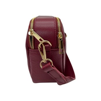 SAC BANDOULIERE CUIR GRAINE LEDA BORDEAUX 3