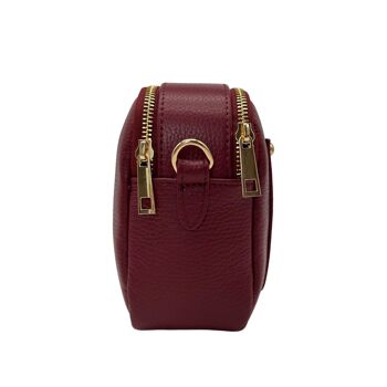 SAC BANDOULIERE CUIR GRAINE LEDA BORDEAUX 5