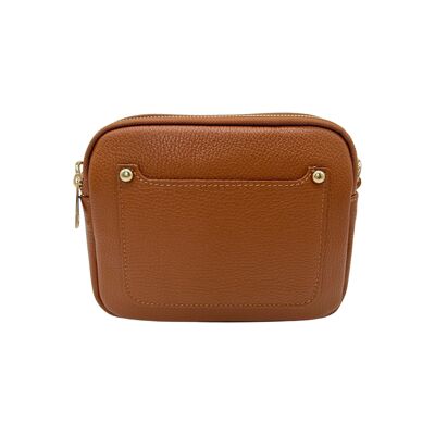 LEDA GRAINED LEATHER CROSSBODY BAG CAMEL