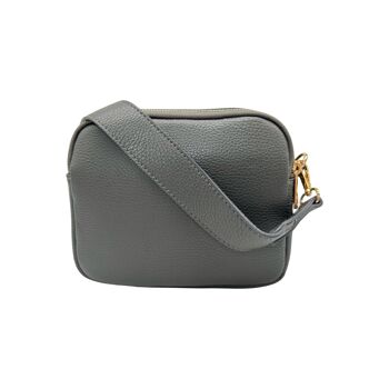 SAC BANDOULIERE CUIR GRAINE LEDA GRIS 2