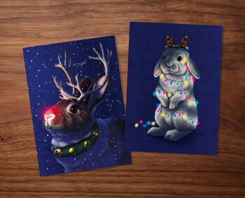 Cartes postales "Bundolph et guirlandes lumineuses"