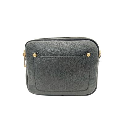 BOLSO BANDOLERA LEDA DE PIEL GRANULADA NEGRO