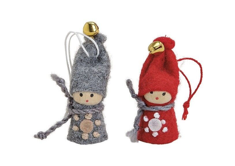 Haenger Winterkind Holz/Filz 2fach sort. (B/H/T) 2x5x2 cm