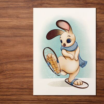 Postkarte "Schneeschuh Kaninchen"