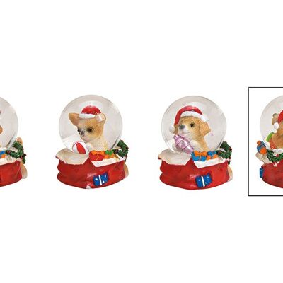 Cane palla di neve con cappello di Babbo Natale in poliestere poly