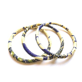 Bracelets en wax écru/marine/vert/doré 5