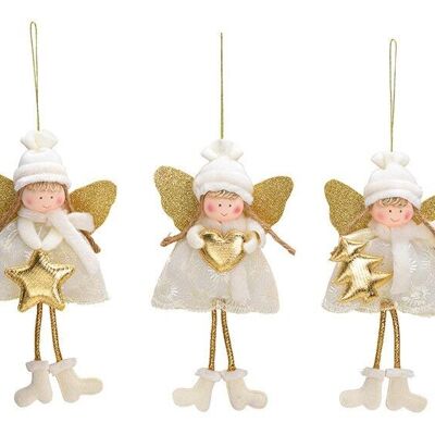 Hanger angel made of textile gold 3-fold