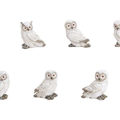 Snowy owl made of poly white 6-fold, (W/H/D) 7x8x5cm
