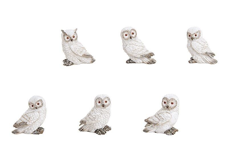 Schneeeule aus Poly Weiß 6-fach, (B/H/T) 7x8x5cm