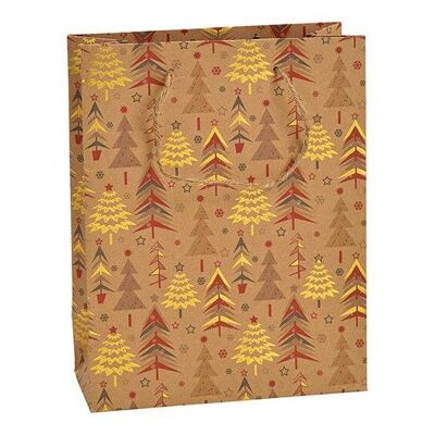 Sacchetto regalo decorazione foresta invernale in carta / cartone marrone (L / A / P) 18x23x8cm