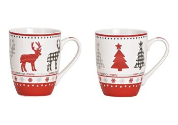 Mug élan, sapin de Noël en porcelaine blanche, 2 plis, (L/H/P) 11x10x8cm 300ml
