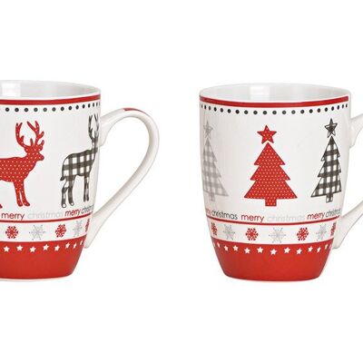 Tazza alce, albero di Natale in porcellana bianca, 2 volte, (L/A/P) 11x10x8 cm 300 ml