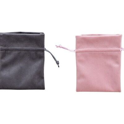 Sacchetto regalo in poliestere rosa/rosa, grigio a 2 vie, (L/A) 10x12 cm