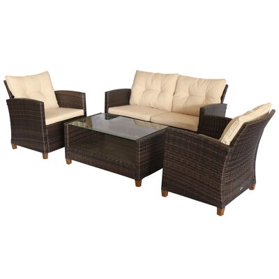 Möbel Happel 4 pcs. Luxury polyrattan garden set, garden furniture, garden set, lounge set, lounge set, lounge furniture including shelves and side table, seat cushion