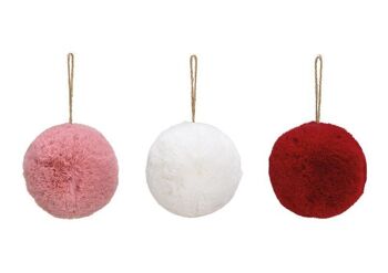 Boule de suspension en peluche Bordeaux, rose, blanc 3 plis, (L / H / P) 13x13x13cm Ø13cm