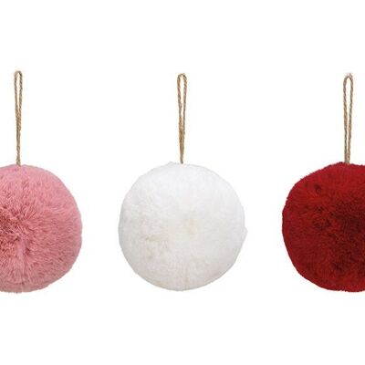 Hanger ball made of plush Bordeaux, pink, white 3-fold, (W / H / D) 13x13x13cm Ø13cm
