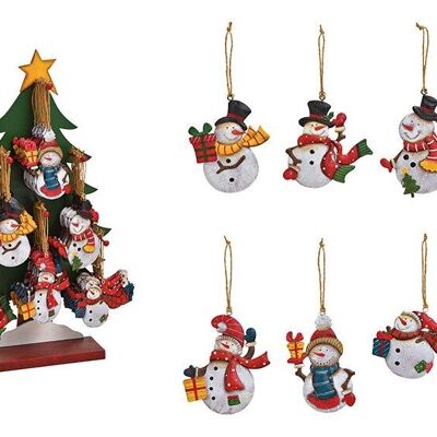 Christmas hanger snowman on tree stand 30x53x13cm made of metal colored 6-fold (W / H / D) 8x10x0.5 cm