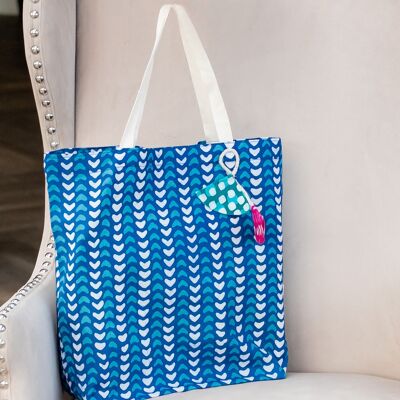 Fabric Gift Bags Tote Style - Indigo Hearts (Large)
