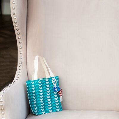 Bolsas de regalo de tela estilo tote - Corazones verde azulado (pequeño)